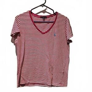 Ralph lauren pink striped v neck size L